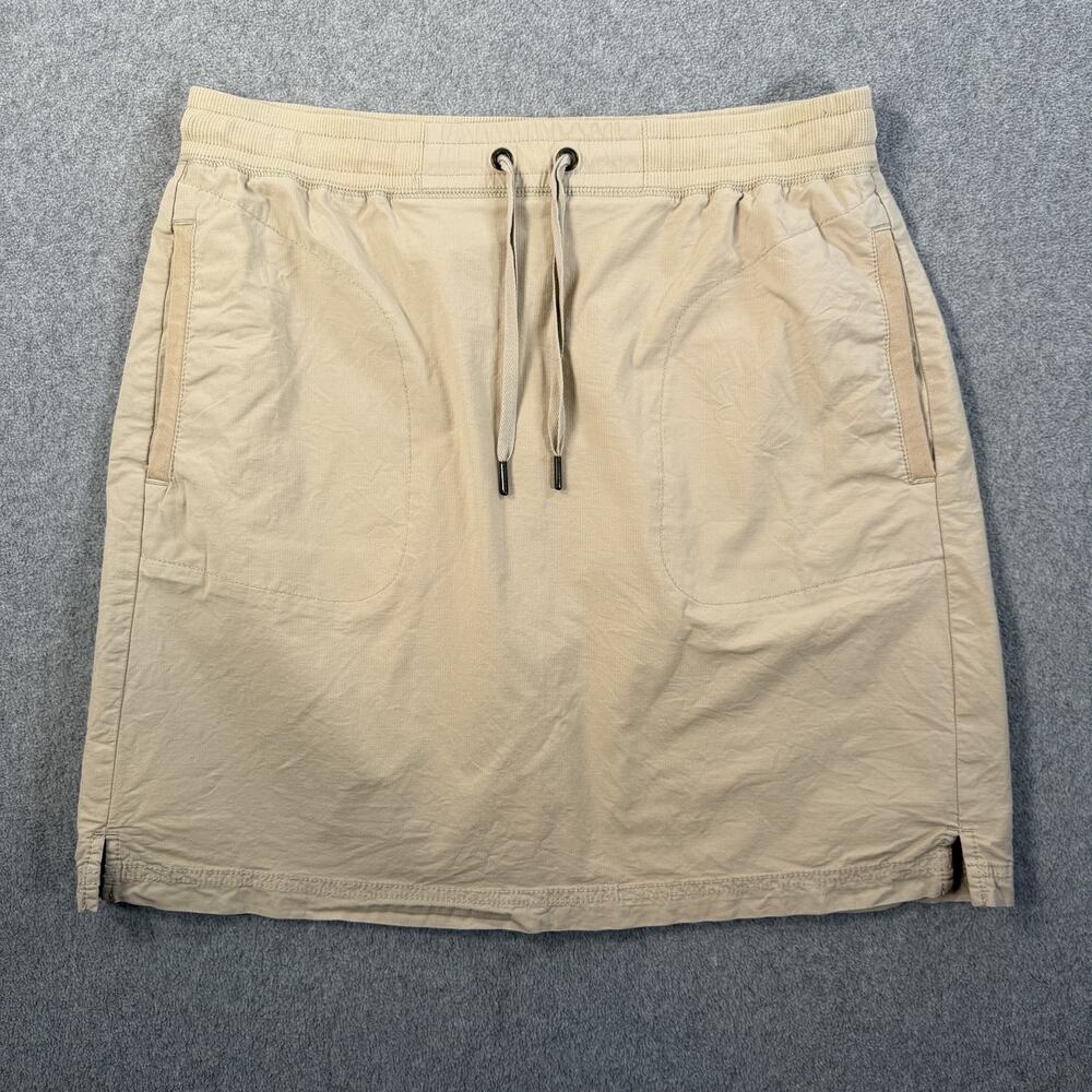 L.L.Bean Women's Small Regular Khaki Drawstring Elastic Waist Skirt Pockets